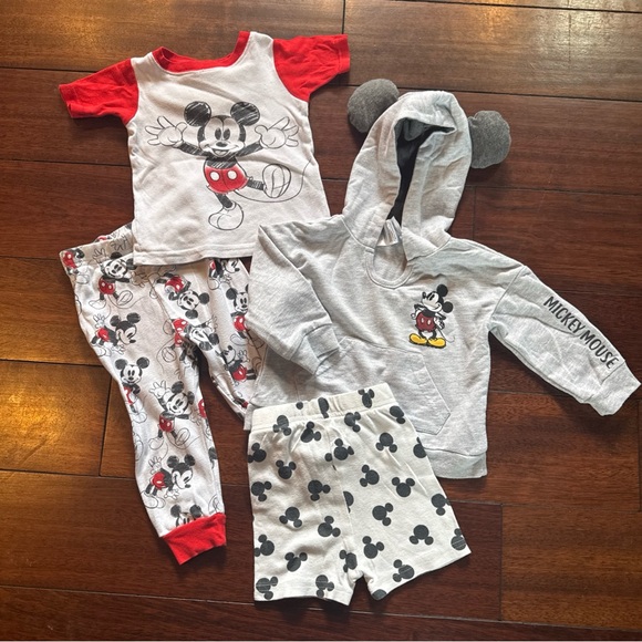Disney Baby Mickey Mouse Hoodie With Ears, Pants, Tee Shirt, Shorts Size 18M - Picture 1 of 9